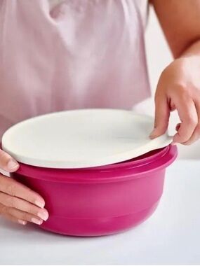 Burgundy Mixing Bowl with White Lid 3.5L